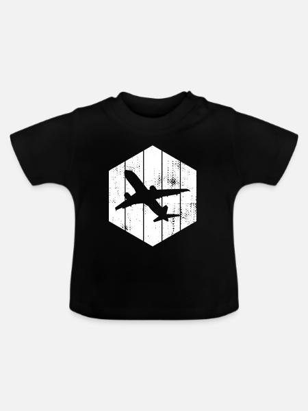 Flugzeuge Skizze - Baby Bio-T-Shirt mit Rundhals - Schwarz