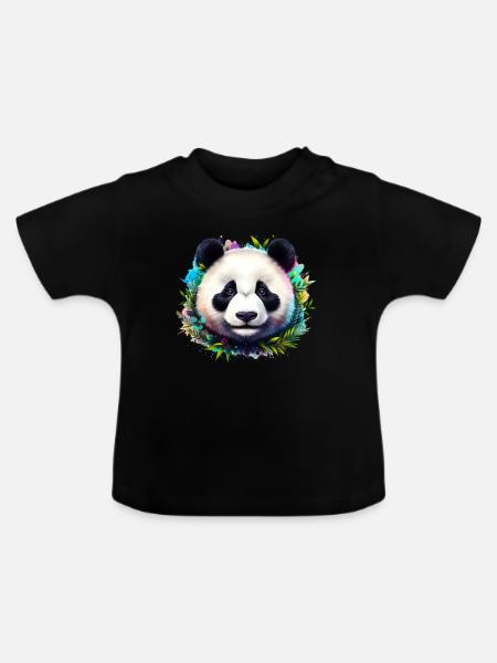 Panda - Baby Bio-T-Shirt mit Rundhals - Schwarz