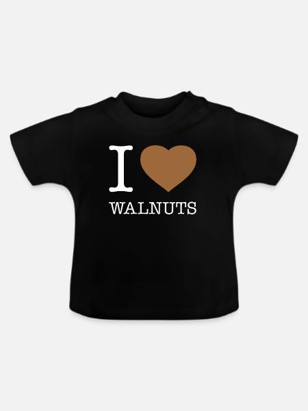I LOVE WALNUTS - Baby Bio-T-Shirt mit Rundhals - Schwarz