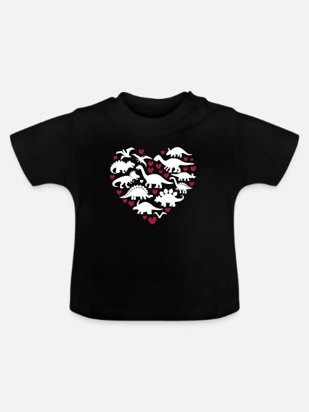 Ich liebe Dinosaurier - Baby Bio-T-Shirt mit Rundhals - Schwarz