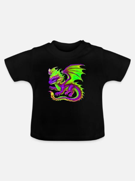 Drache - Baby Bio-T-Shirt mit Rundhals - Schwarz
