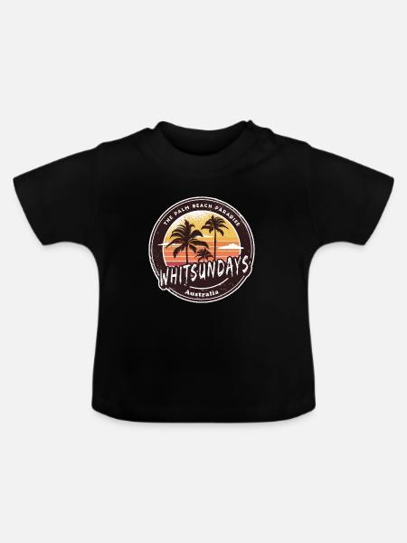 Whitsundays Australien Palmen Design - Baby Bio-T-Shirt mit Rundhals - Schwarz