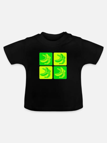 Abstrakte Bananen Pop-Art Design - Baby Bio-T-Shirt mit Rundhals - Schwarz