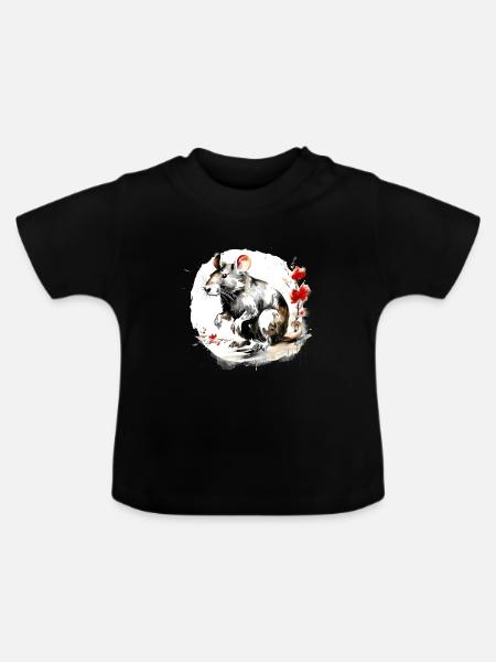 Chinesisches Sternzeichen Ratte - Baby Bio-T-Shirt mit Rundhals - Schwarz