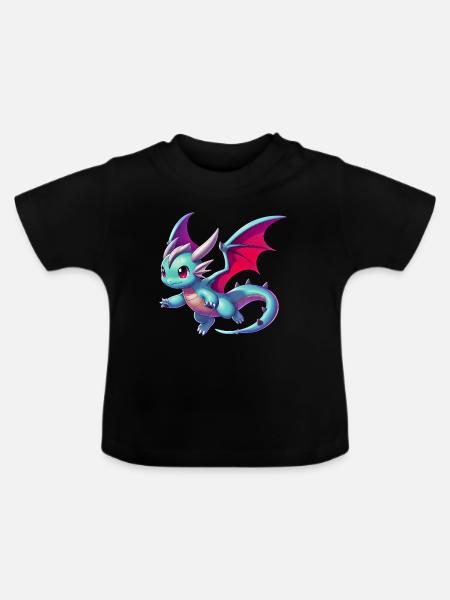 Drache - Baby Bio-T-Shirt mit Rundhals - Schwarz