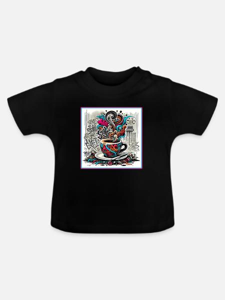 Espresso Graffiti - Baby Bio-T-Shirt mit Rundhals - Schwarz