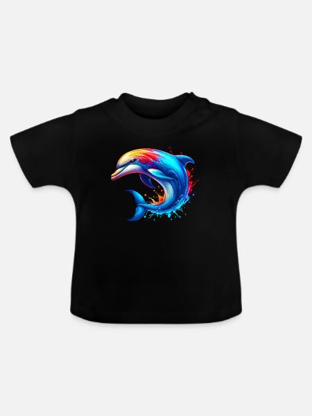 Delfin - Baby Bio-T-Shirt mit Rundhals - Schwarz