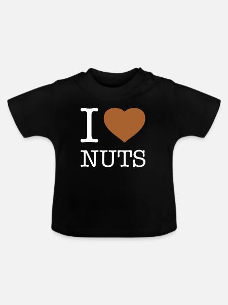 I LOVE NUTS - Baby Bio-T-Shirt mit Rundhals - Schwarz