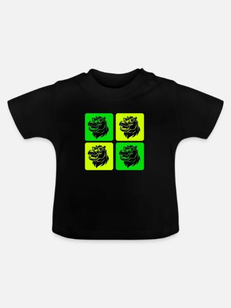 Hippo mit Sonnenbrille - Baby Bio-T-Shirt mit Rundhals - Schwarz