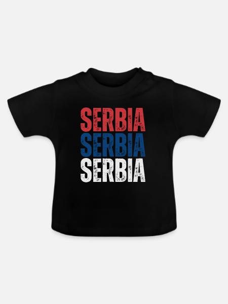 Serbischer Stolz, Flagge Serbiens - Baby Bio-T-Shirt mit Rundhals - Schwarz