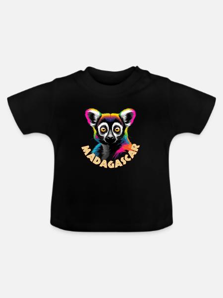 Lemur von Madagaskar - Baby Bio-T-Shirt mit Rundhals - Schwarz