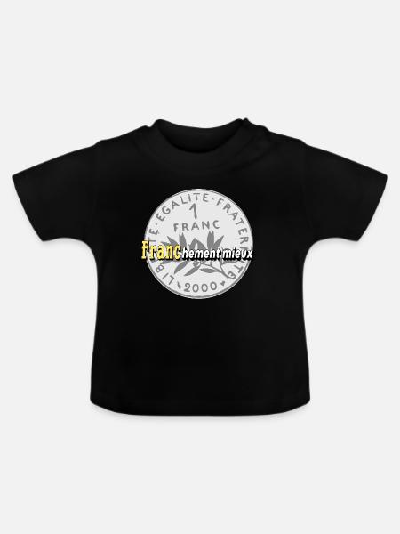 1 Franken - Baby Bio-T-Shirt mit Rundhals - Schwarz