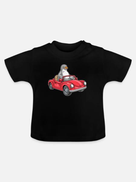 Pinguin Auto - Baby Bio-T-Shirt mit Rundhals - Schwarz