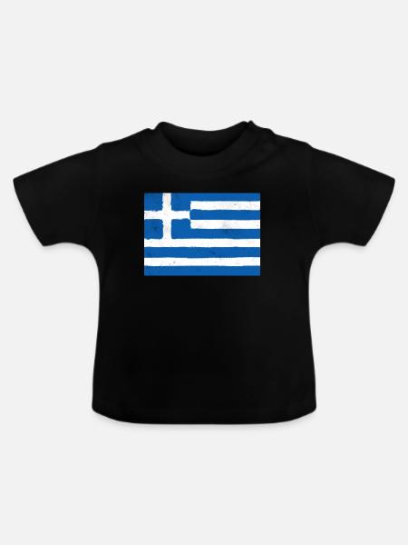 Flagge Griechenlands – Blaue Identität - Baby Bio-T-Shirt mit Rundhals - Schwarz