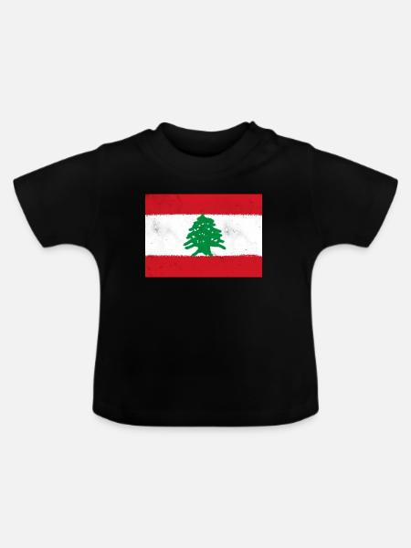 Flagge des Libanon - Baby Bio-T-Shirt mit Rundhals - Schwarz