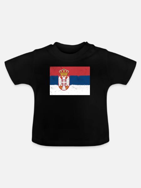 Flagge Serbiens - Baby Bio-T-Shirt mit Rundhals - Schwarz