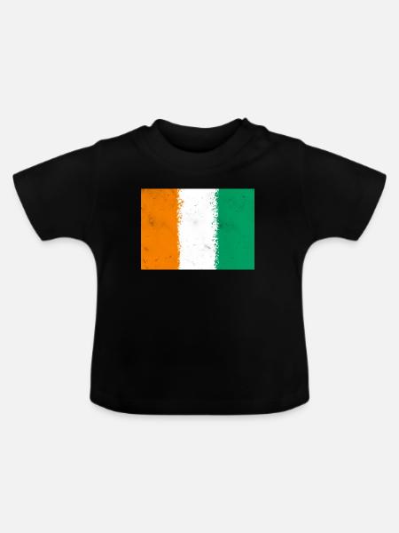 Flagge von Côte d'Ivoire - Baby Bio-T-Shirt mit Rundhals - Schwarz