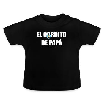 Daddy's Chubby in WEISS - Baby Bio-T-Shirt mit Rundhals - Schwarz - Vorne