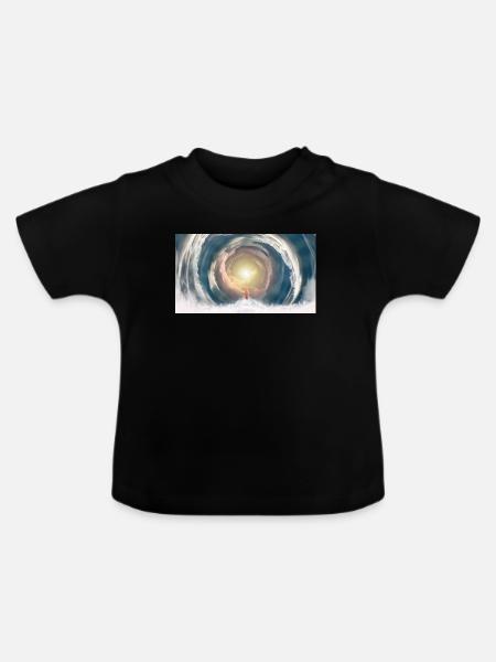 Himmlischer Lichtstrahl - Baby Bio-T-Shirt mit Rundhals - Schwarz