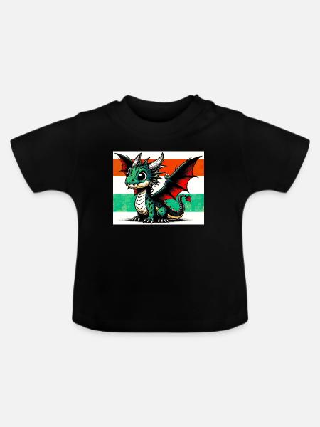 Drache - Baby Bio-T-Shirt mit Rundhals - Schwarz
