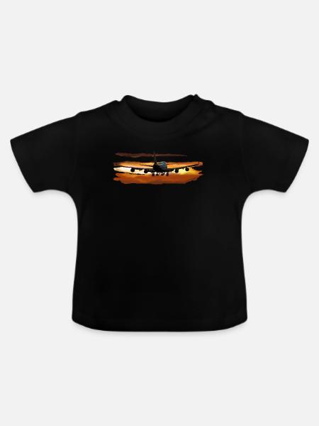 Passagierflugzeug - Baby Bio-T-Shirt mit Rundhals - Schwarz