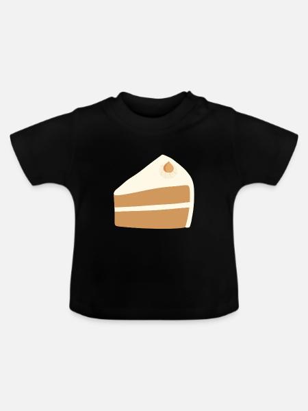 Nusskuchen-Scheiben-Design - Baby Bio-T-Shirt mit Rundhals - Schwarz