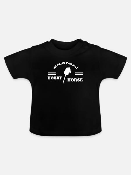 Ich habe Steckenpferd - Baby Bio-T-Shirt mit Rundhals - Schwarz