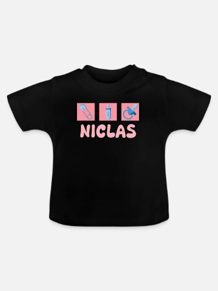 Niclas - Baby Bio-T-Shirt mit Rundhals - Schwarz