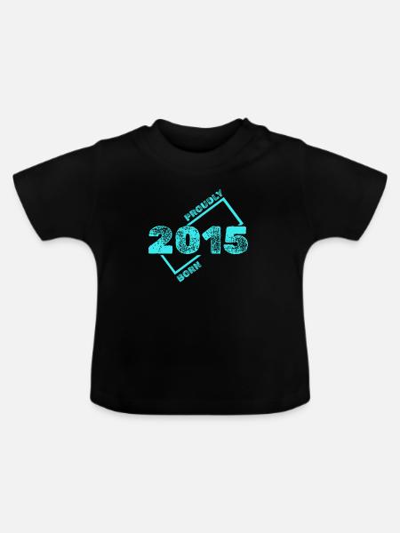 Geboren 2015 - Baby Bio-T-Shirt mit Rundhals - Schwarz