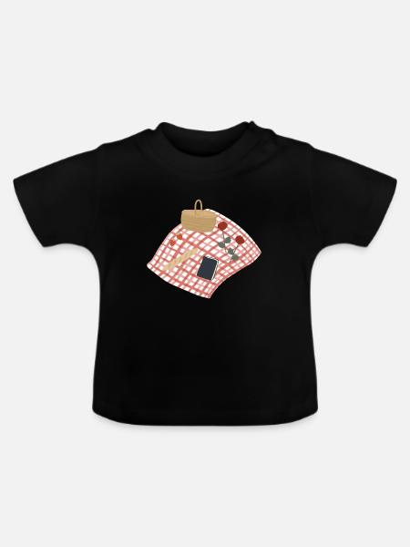 Rustikale Picknickszene Illustration - Baby Bio-T-Shirt mit Rundhals - Schwarz