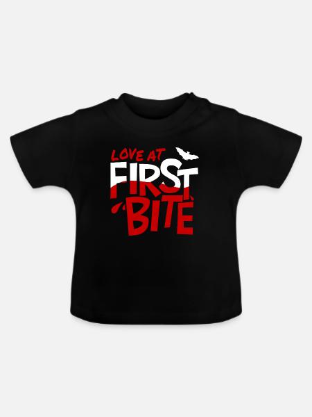 Liebe auf den ersten Biss - Baby Bio-T-Shirt mit Rundhals - Schwarz