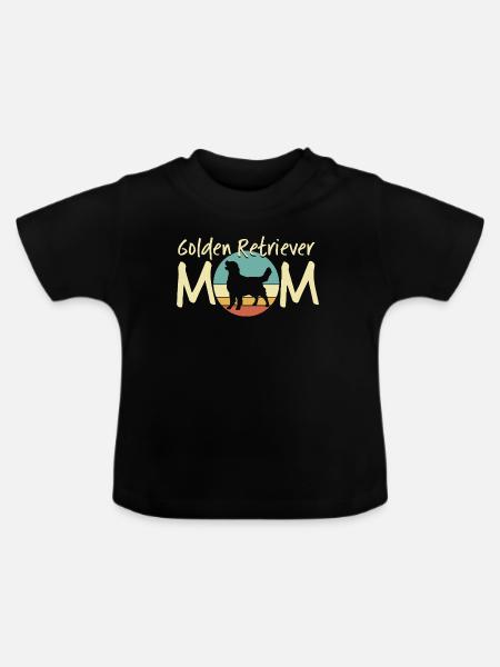 Golden Retriever Mutter Illustration - Baby Bio-T-Shirt mit Rundhals - Schwarz