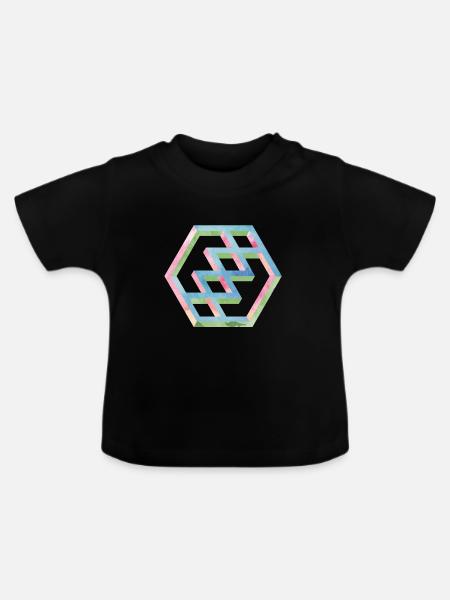 Abstraktes Bunte Hexagonmuster - Baby Bio-T-Shirt mit Rundhals - Schwarz