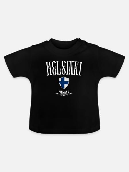 Helsinki, Finnland, Helsinki-Souvenir - Baby Bio-T-Shirt mit Rundhals - Schwarz