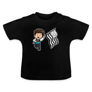 Bretonischer Junge Bretonischer Kostüm Flagge Gwenn ha du - Baby Bio-T-Shirt mit Rundhals - Schwarz - Vorne