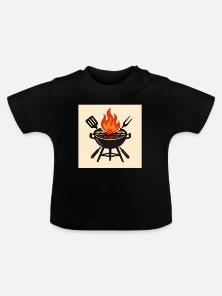 Feuriger Grillabend - Baby Bio-T-Shirt mit Rundhals - Schwarz