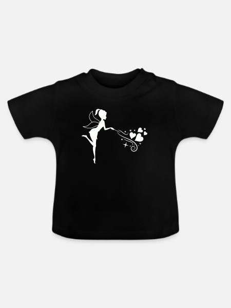 Märchenhafte Fee mit Herzmagie - Baby Bio-T-Shirt mit Rundhals - Schwarz