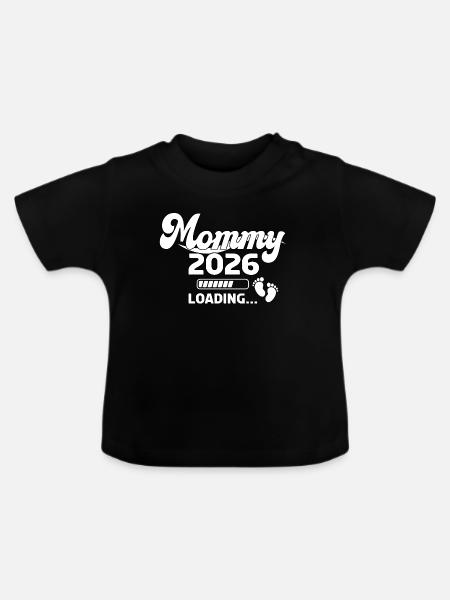 Mommy 2026 Loading Design - Baby Bio-T-Shirt mit Rundhals - Schwarz