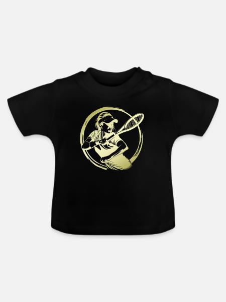 Tennis Spielerin Silhouette - Baby Bio-T-Shirt mit Rundhals - Schwarz
