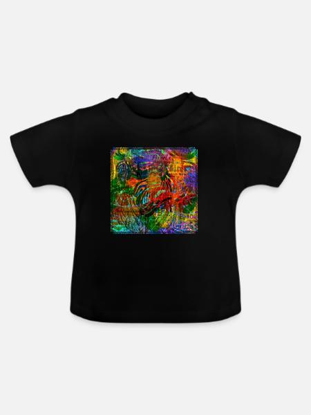 Worte & Vögel V2 - Baby Bio-T-Shirt mit Rundhals - Schwarz