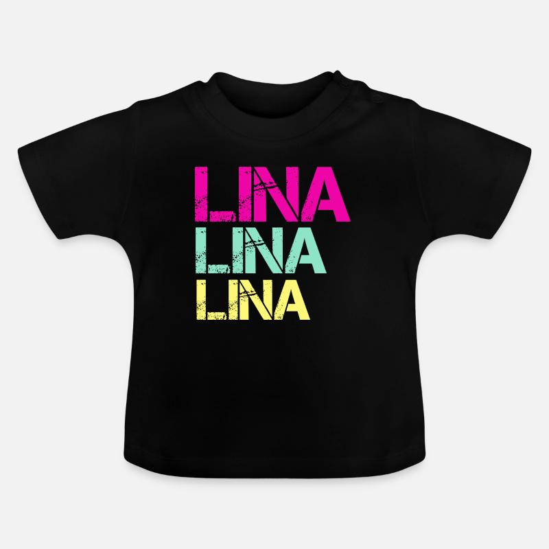 Triptyque néon LINA - T-shirt bio col rond Bébé - noir