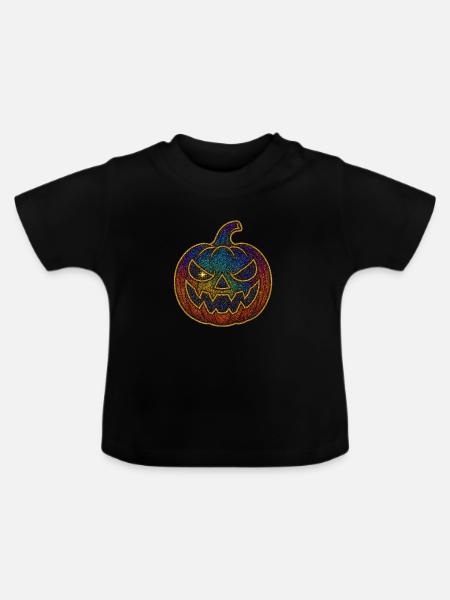 Glitzernder Regenbogen Kürbis zu Halloween - Baby Bio-T-Shirt mit Rundhals - Schwarz