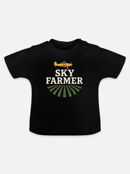 Ländliche Luftfahrt Landwirtschaft Pilotgeschenk - Baby Bio-T-Shirt mit Rundhals - Schwarz