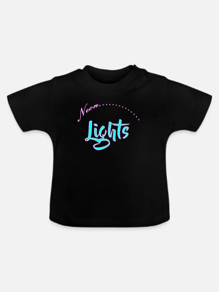 Neon Lights Schriftzug - Baby Bio-T-Shirt mit Rundhals - Schwarz