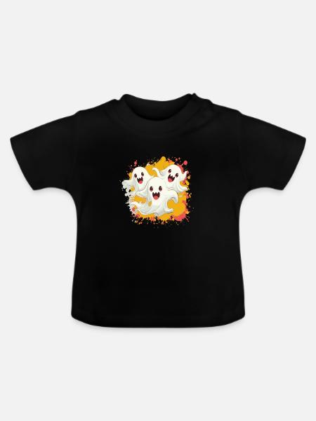 Geister Trio Comic - Baby Bio-T-Shirt mit Rundhals - Schwarz