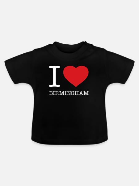 I love Birmingham - Baby Bio-T-Shirt mit Rundhals - Schwarz