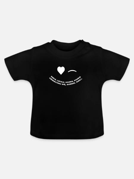 Lächeln - Baby Bio-T-Shirt mit Rundhals - Schwarz