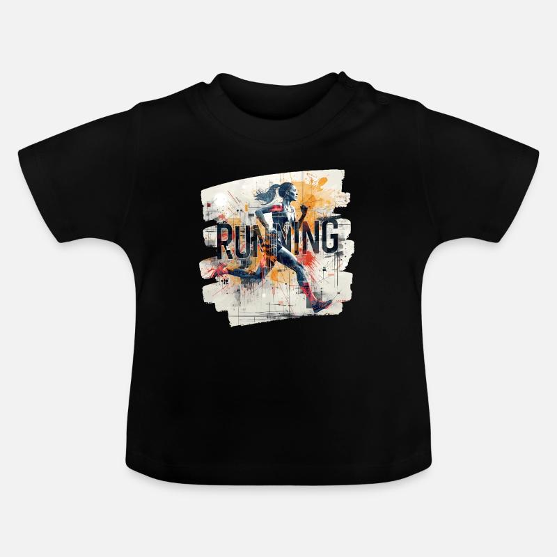 🏃 ♀️ Course à pied – l’énergie en mouvement - T-shirt bio col rond Bébé - noir