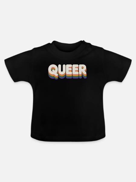 Queer - Cool Pride Logo - Baby Bio-T-Shirt mit Rundhals - Schwarz