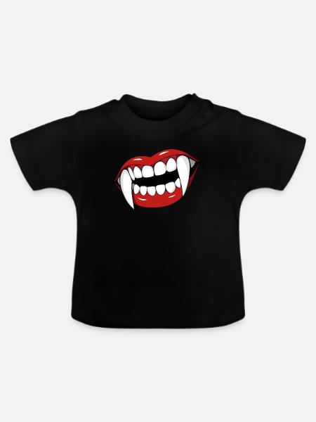 Vampirlippen Popart Halloween Party - Baby Bio-T-Shirt mit Rundhals - Schwarz